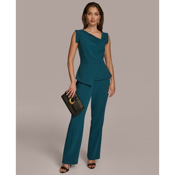 Donna Karan Women's Sleeveless Asymmetric Blouse Green Size L MSRP $99 - Picture 3 of 5